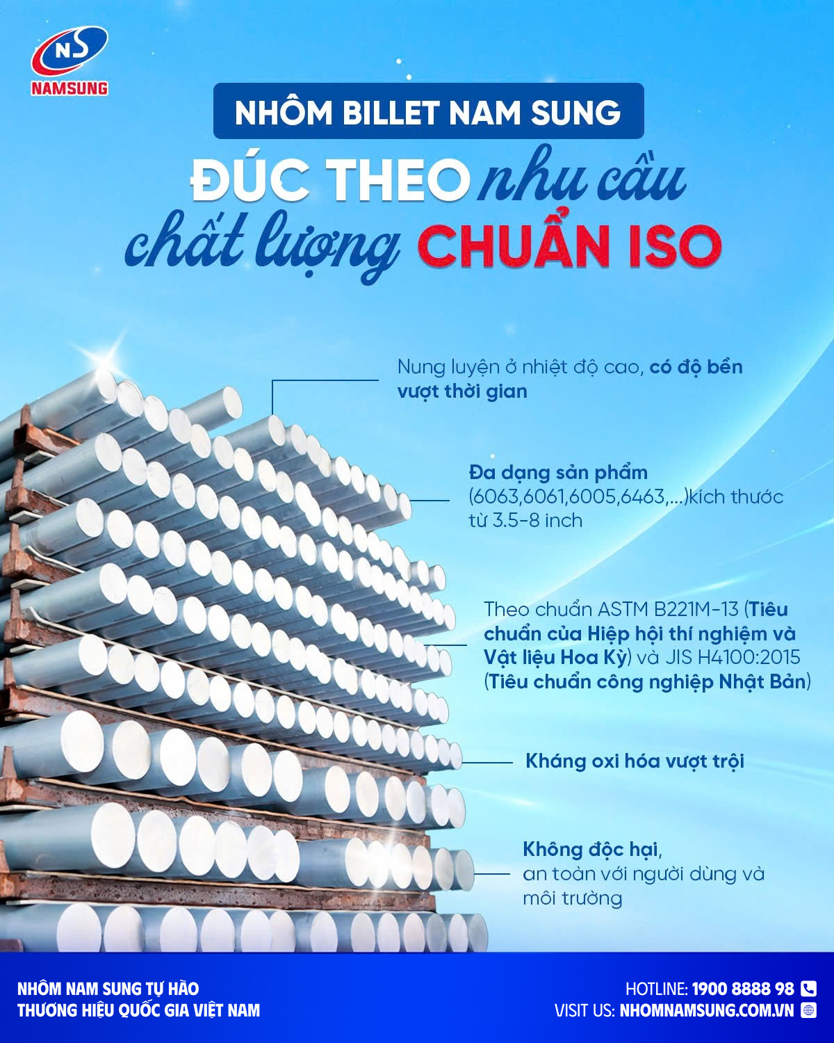 Nhôm Billet Nam Sung được ưa chuộng nhờ nhiều ưu điểm nổi trội.