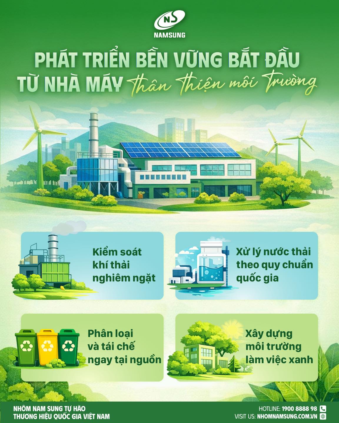 Việc phân loại và tái chế rác cũng được chú trọng trong quá trình sản xuất nhôm.