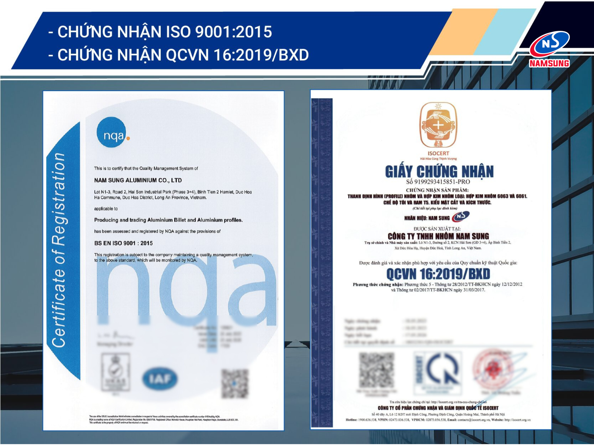 Nhà máy Nhôm Nam Sung đảm bảo sản xuất bền vững, thân thiện với môi trường.