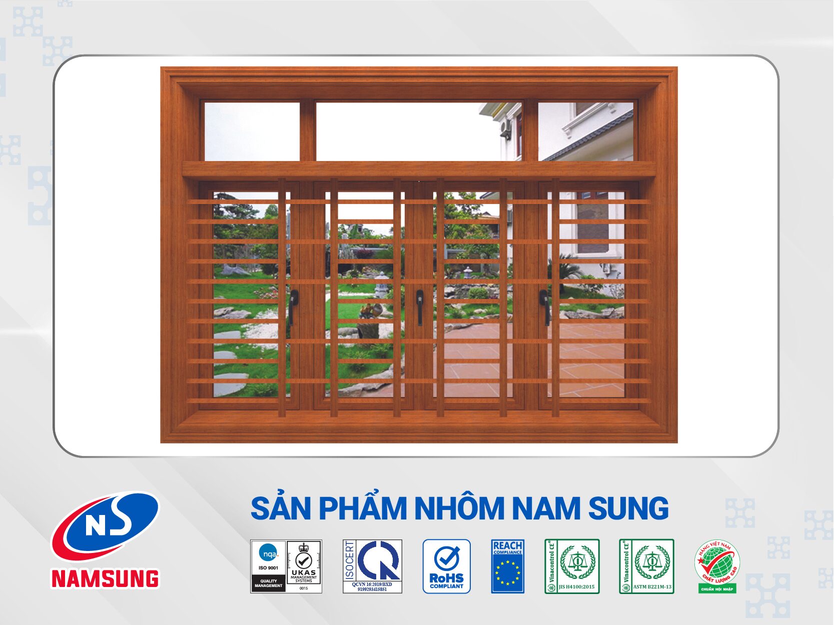 Các sản phẩm nhôm phủ film vân gỗ đa dạng từ Nhôm Nam Sung