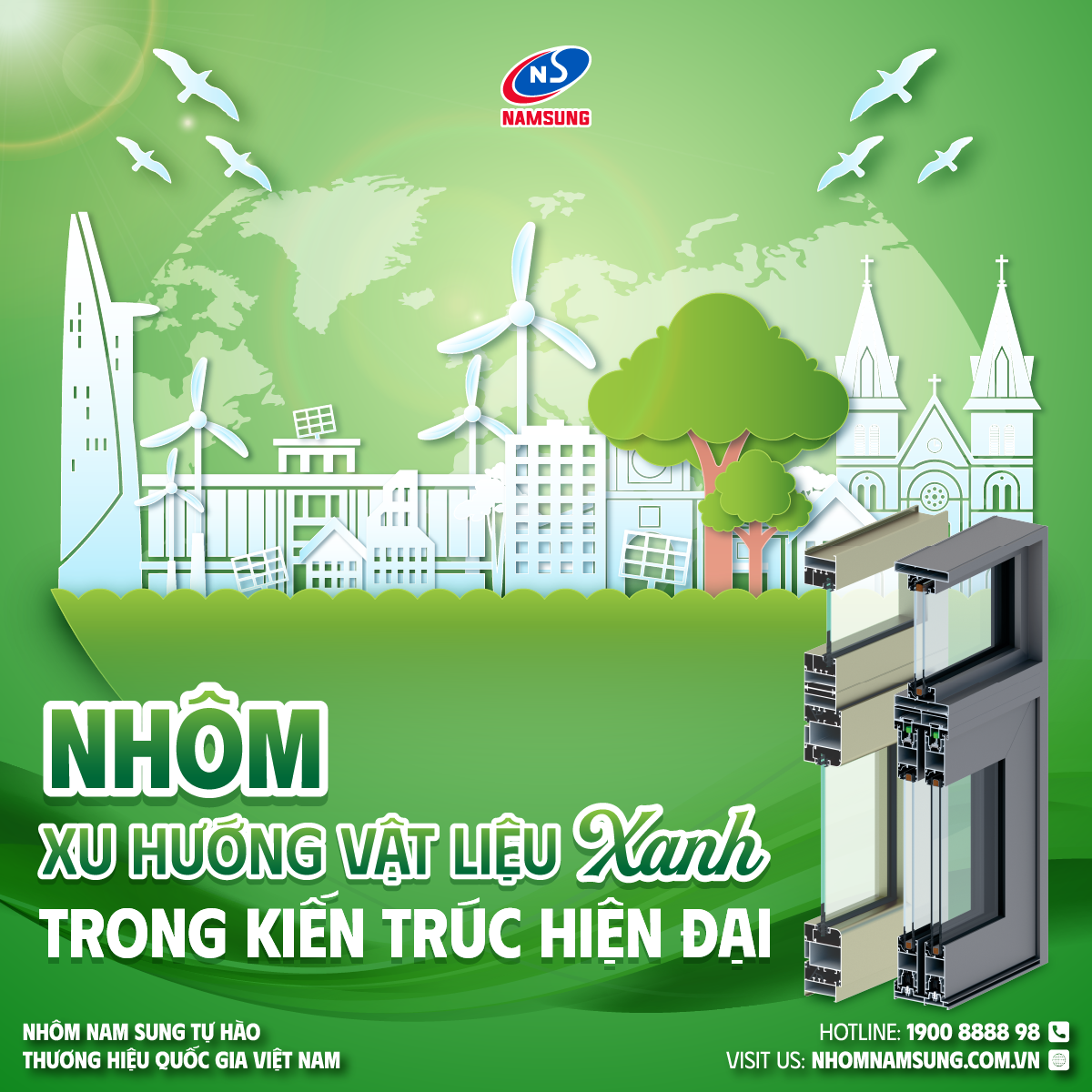 Nhôm bền vững, dễ tái chế, là vật liệu lý tưởng cho kiến trúc bền vững.