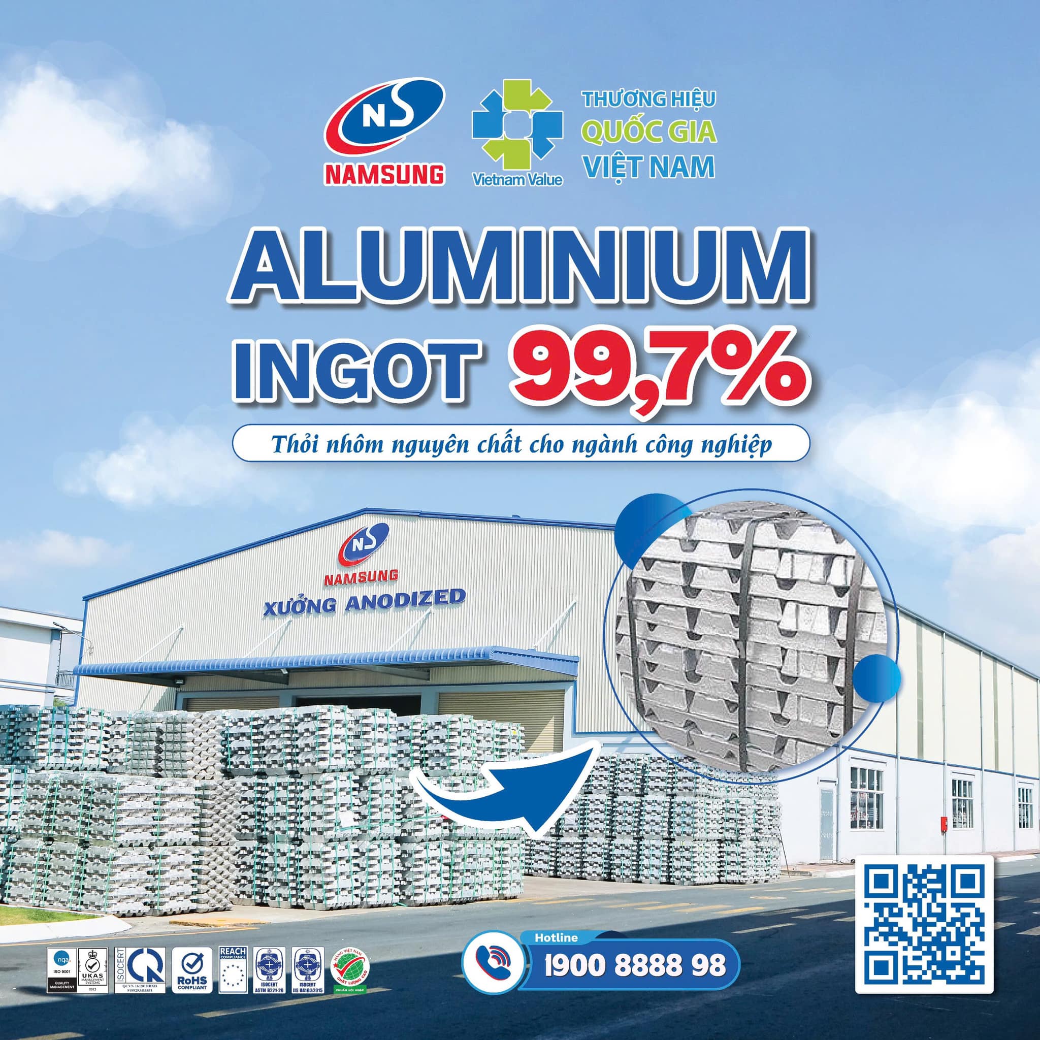 Nhôm Nam Sung luôn đảm bảo nguyên liệu đầu vào chất lượng, tạo nên sản phẩm cao cấp.