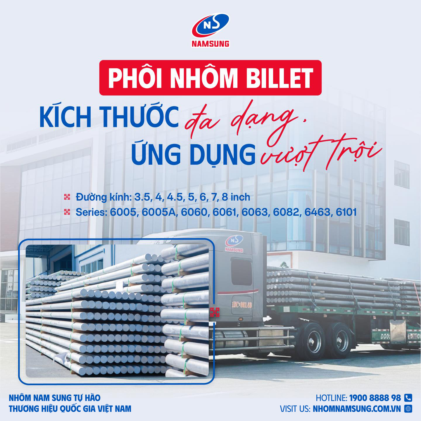 Nhôm Nam Sung cung cấp đa dạng các dòng nhôm 6063, tạo nên sự lựa chọn phong phú cho nhà thầu và các đơn vị thi công.